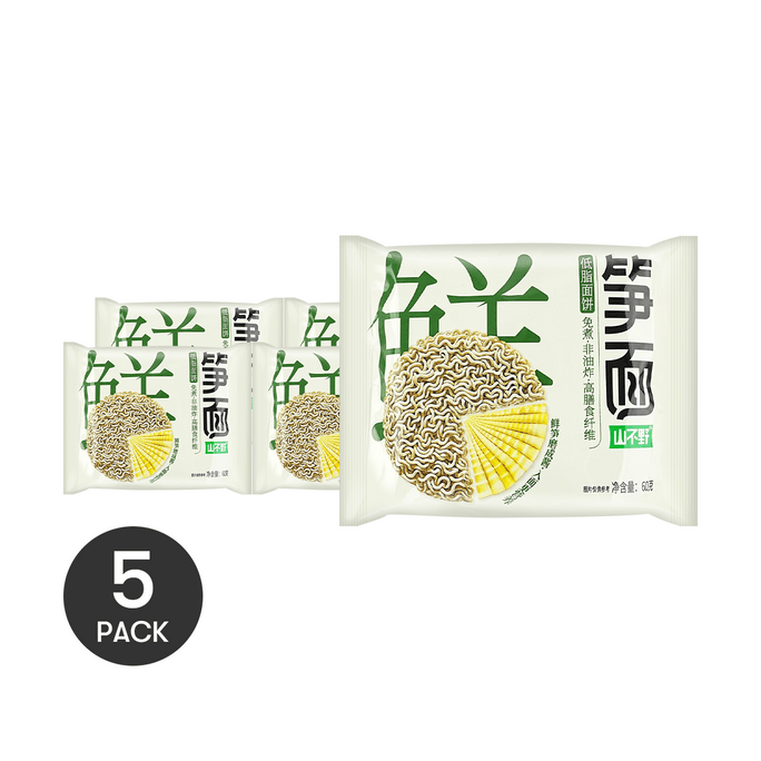 山不野 鮮筍麵 竹筍蕎麥泡麵 60g *5【5份超值裝】【80%全麥+20%鮮筍】【高蛋白高膳食低脂超健康!】