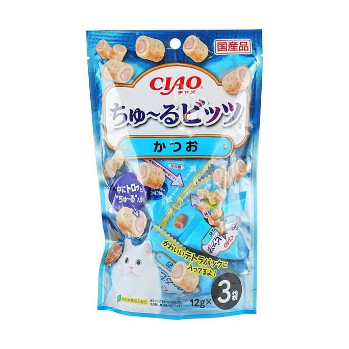 日本INABA伊纳宝 猫猫零食宠物零食 烤鸡肉卷 鲣鱼味 3袋装