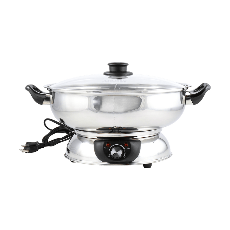 【Low Price Guarantee】5-Qt Stainless Steel Electric Shabu Hot Pot with Lid ASP-610, 1 Year Mfgr Warranty 14