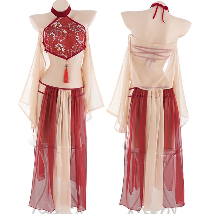 [중국에서 온 다이렉트 메일] Feimu Ancient Style Hanfu 섹시 속옷 섹시 복대 레드 + 오프화이트 프리사이즈