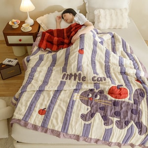 [중국 직송] HSPM 신제품 고급 코튼 텐셀 거즈 여름 이불 사과 타로 고양이 150*200
