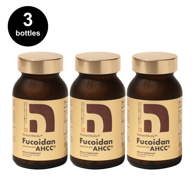 日本 自然醣 褐藻糖胶AHCC® 3瓶 每瓶160颗​ 天然免疫支持 两种褐藻糖胶与AHCC®完美结合 用于肝脏保护与免疫辅助 减少肝发炎反应 全面提升免疫力