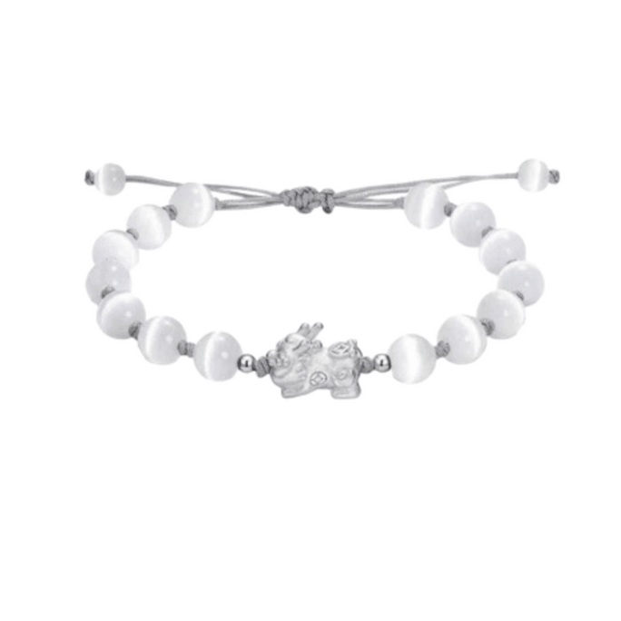 【中国直邮】 中国黄金 黄金 黄金 黄金 貔貅银手链女款纯银999手串 足银 多金貔貅1条装 招财迎财发大财 一条装 白色款