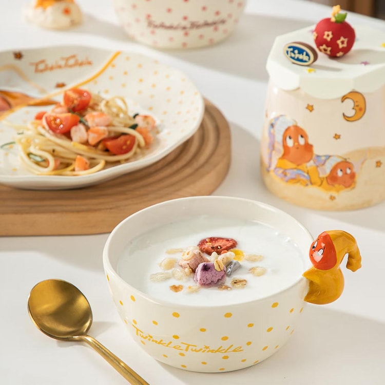 KAWASIMAYA Twinkle Twinkle Cute Yellow Polka Dot Soup Rice Bowl