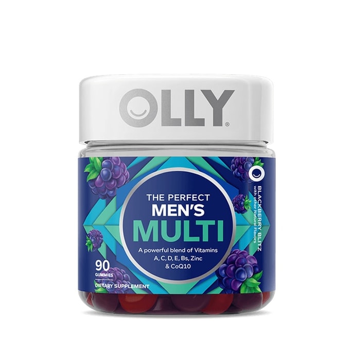 【中國直郵】OLLY 複合維他命男士輔酶Q10生物素礦物質軟糖VC 90粒/瓶