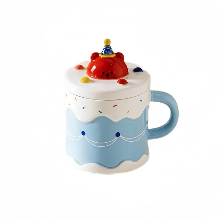 MDZF Modern Housewife セラミックマグ ミルクカップ コーヒーカップ 蓋付き 誕生日ギフト バレンタインデーギフト #ブルー 1個  - Yami