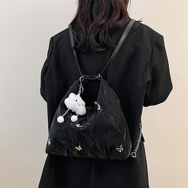 Large-capacity Butterfly bag Black (with Pendant) F 1 piece Versatile Shoulder & Crossbody Tote bag With Elegant Niche Style For Daily Commute 4