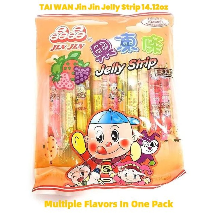Set of, 2 Pack Jin Jin - Jelly Strip (Jelly Filled Straws in Assorted Flavors) - Net Wt. 14.7 oz. *2 9