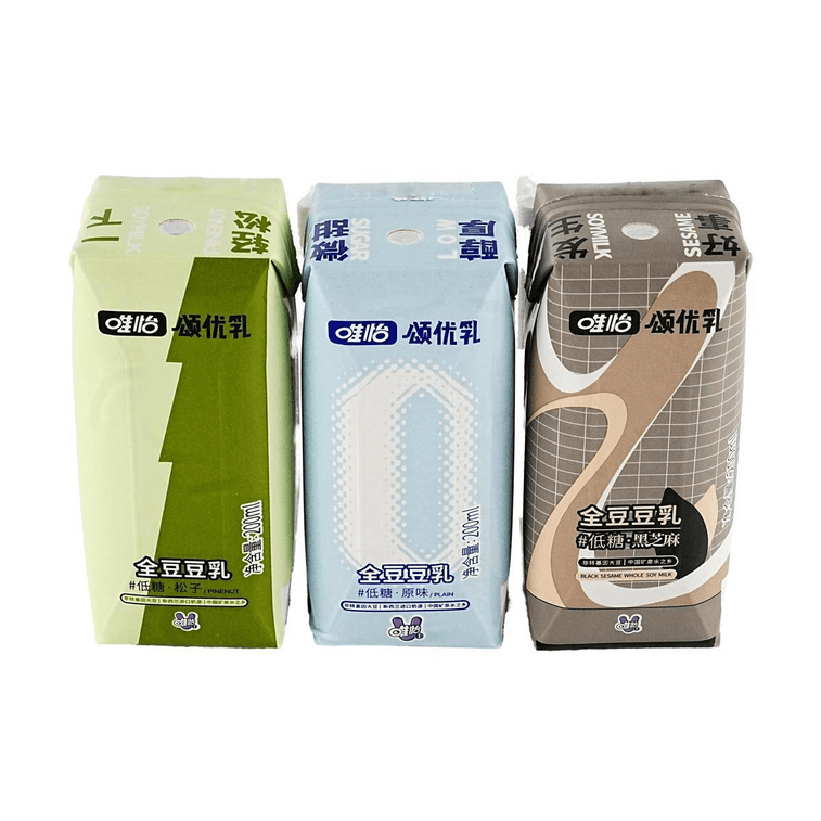 Rich & Creamy Soy Milk Combo 6.76 fl oz*3packs【Original Flavor + Pine Nut Flavor + Black Sesame Flavor】 6
