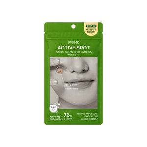 Naked Active 스팟 패치 (패치 72개입) - UPF 50+ 및 노폐물 흡수 기능이 있는 터진 스팟용 하이드로콜로이드 여드름 패치
