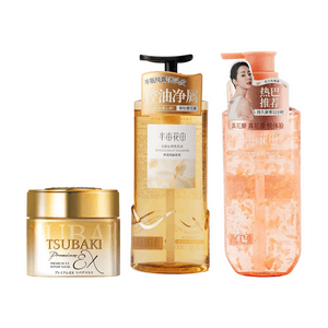 TSUBAKI Premium Repair Hair Mask 6.35 oz×1 + Anti-Dandruff Shampoo Scalp Soothing & Oil Control 17.64 oz×1 + Rose Petal Fragrance Shower Gel Gentle Cleansing 16.91 fl oz×1【3 Packs】