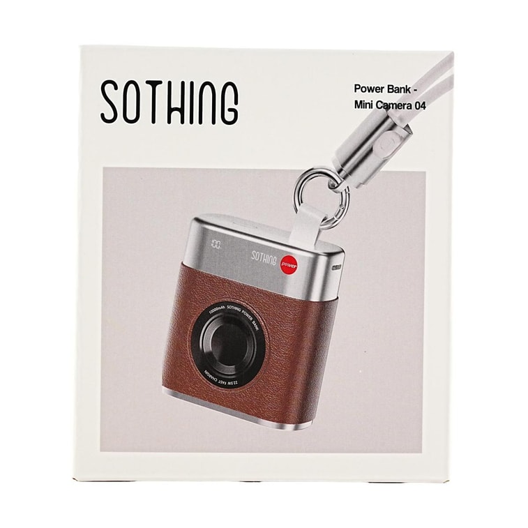 Mini Camera Design Power Bank 10000mAh Fast Charge Portable Brown 6