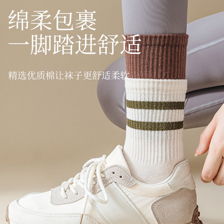 【中國直郵】 HSPM 瑜珈襪雙層中筒襪抗菌防臭女運動襪 甜杏色F 1雙 6