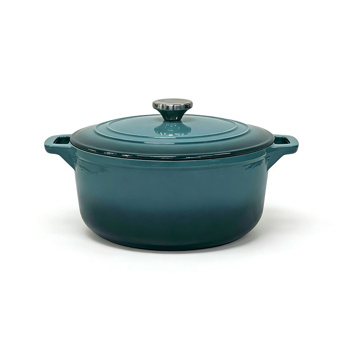 6 Quart Enameled Cast Iron Dutch Oven - Slate-Gray - Kitchen Essentials - Perfect for Bread Baking, Braising, Marinating & Slow Cooking - Features Moisture-Sealing Lid & Dual Handles