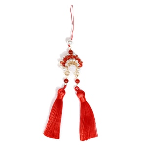 Handcrafted Natural Crystal Phone Charm – Exquisite Opera Mask Design With Tassels