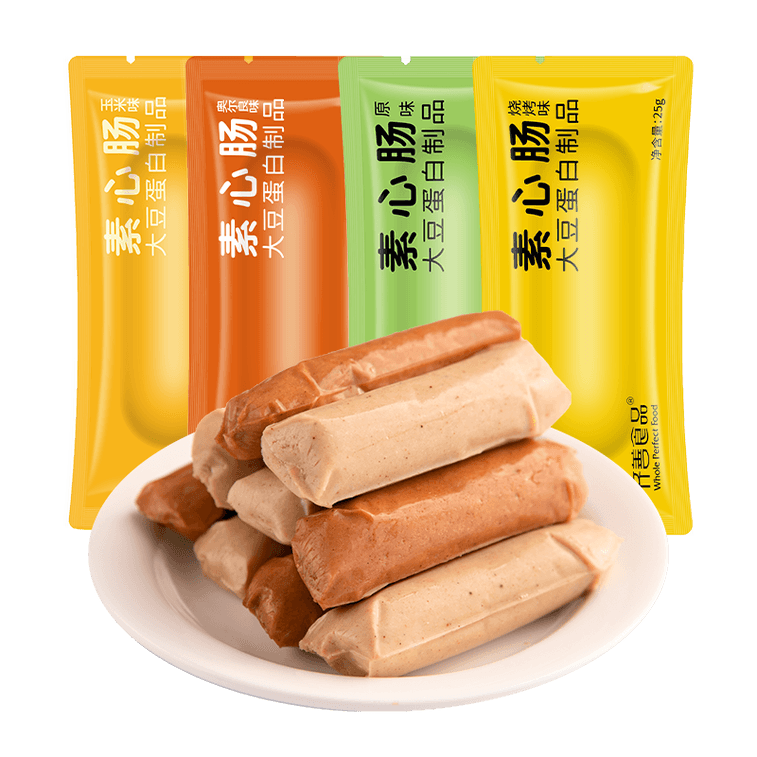 【中国直邮】 齐善食品 【吃素是福】素心肠口味随机发{烧烤 奥尔良 玉米 香菇 原味}125g(5根) 7