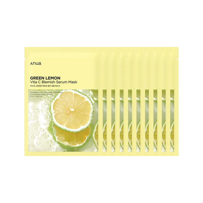 Anua's Green Lemon Vita C Blemish Serum Mask 10 Pack