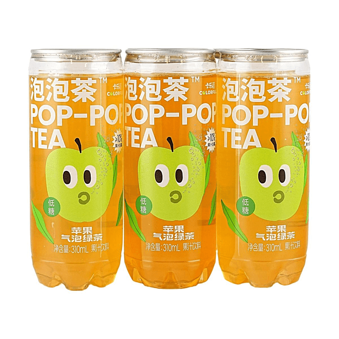 Apple Sparkling Green Tea Juice Drink 10.48 fl oz*6 packs【Low Sugar】【Juice Content ≥10%】