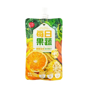 매일 과일과 야채를 넣은 신선한 오렌지 옥수수 주스 3.88온스.