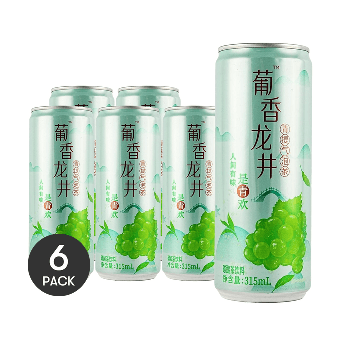 Grape Longjing Green Tea Sparkling Water 10.66 fl oz *6【6 Packs】【0 Fat】