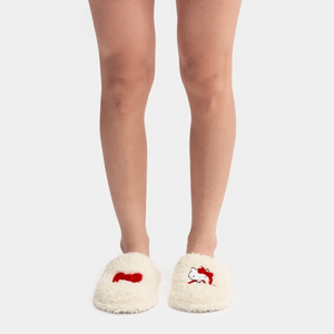 THE BEAST野兽派 家居三丽鸥毛绒刺绣拖鞋 #奶白色 250/98(38-39) 可外穿室内家居鞋【Hello Kitty联名限定】