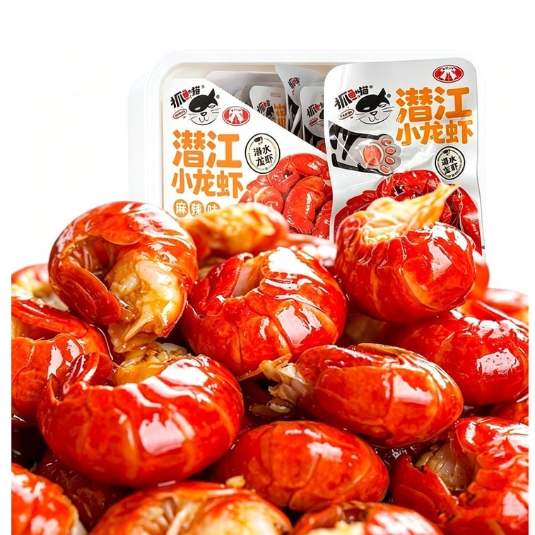 猫が魚を捕まえる【夏の必需品スナック】銭江ザリガニ、スパイシーエビの尾、シーフードスナック、12g×6パック、すぐに食べられる調理済みスナック、スパイシーとガーリックのミックスフレーバー 13