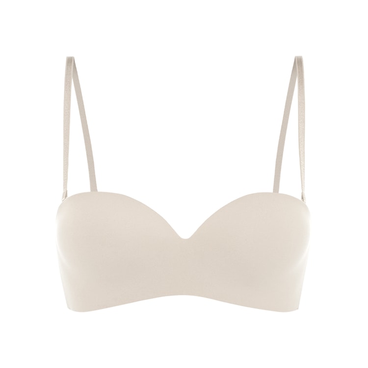 Two Ways Wearing With Removable Strap Gathering Tube Top Bra Light Nude B70
