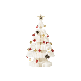 十八纸 圣诞树装饰摆件 折叠方便收纳 蜂窝力学设计 新年圣诞创意客厅落地摆件 带灯串 白色 54cm