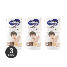 【まとめ買い3パック】MOONY ユニバーサル ベビー プルアップパンツ 学習パンツ ロイヤルシリーズ ピュアオーガニックコットン Lサイズ 9-14kg 36枚