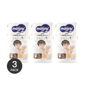 [Stock up 3 packs] MOONY Baby Pull-up Pants Learning Pants Unisex Royal Series Organic Cotton L Size 20-31lb 36 Pieces *