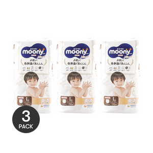 [Stock Up 3 Packs] MOONY Universal Baby Pull-up Pants Learning Pants Royal Series Pure Organic Cotton L Size 9-14kg 36 P