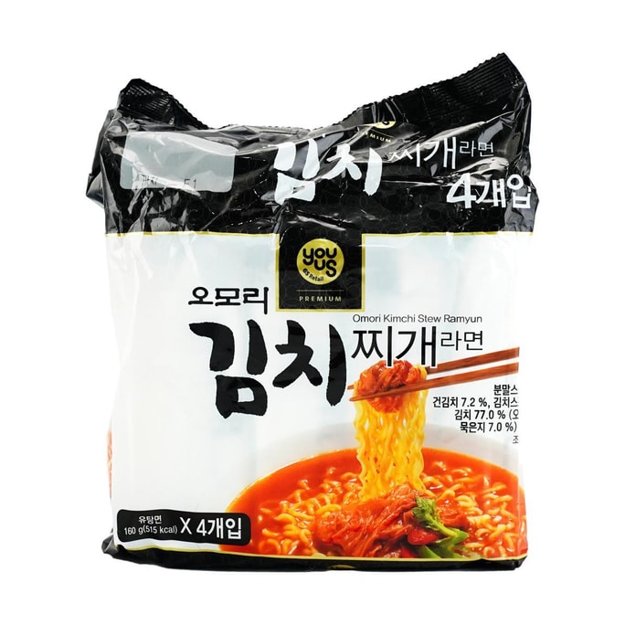 Omori Kimchi Stew Ramyun - Korean Style Instant Noodles , 5.64 oz* 4 Packs 【Popular Products from GS25 】