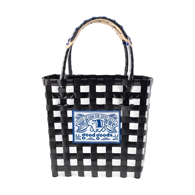 泰国 Goodgoods 小象手工编织手提菜篮子-黑x白【ins爆款】1个