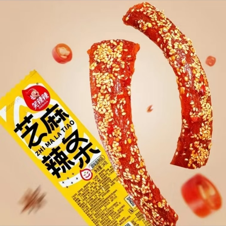 Laughing and Spicy Chili and Spicy Strips with Spicy Gluten, Abundant Sesame Soft Glutinous and Chewing, Spicy and Satisfying Snacks 34g * 3 packs 4