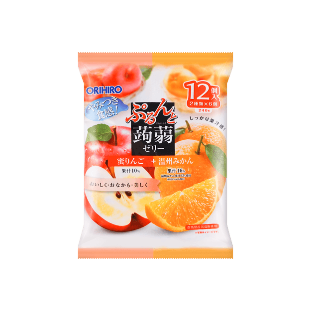 商品详情 - 日本ORIHIRO 蒟蒻果冻 苹果+小柑橘混合装 12包 240g - image  0