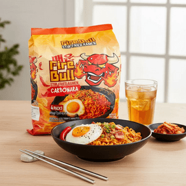 Stir-Fried Ramen - Korean Style Instant Noodles, Carbonara Flavor, 4.76oz*4 Pack