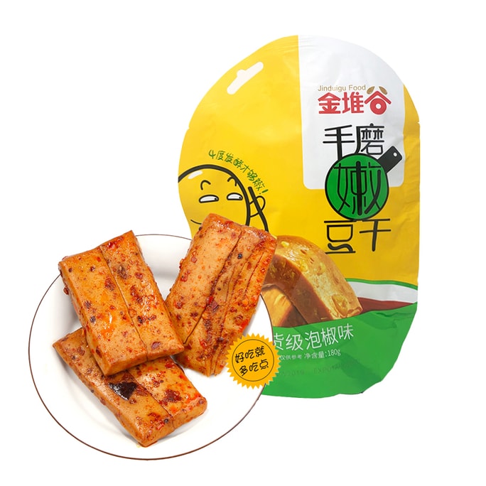 JINDUIGU Hand Made Tender Tofu Snack Pickled Pepper Flavor 180g