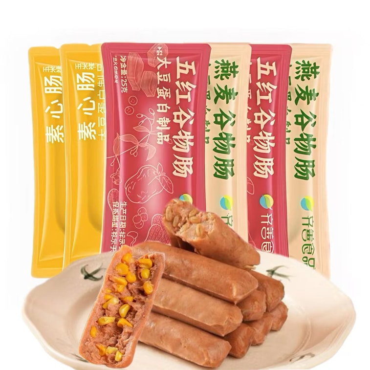 치산푸드 오곡 소시지, 귀리 소시지, 옥수수 소시지, 휴대하기 편리한 포장, 즉석라면과 함께 즐기기 좋은 식물성 햄 소시지, 125g, 5개입 3
