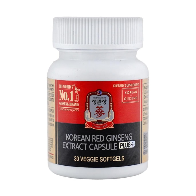 韩国JUNGKWANJANG正官庄 韩国红参提取物胶囊 Plus 30 粒 1粒/日 天然能量补充剂 促进血液循环 提升免疫力专注力