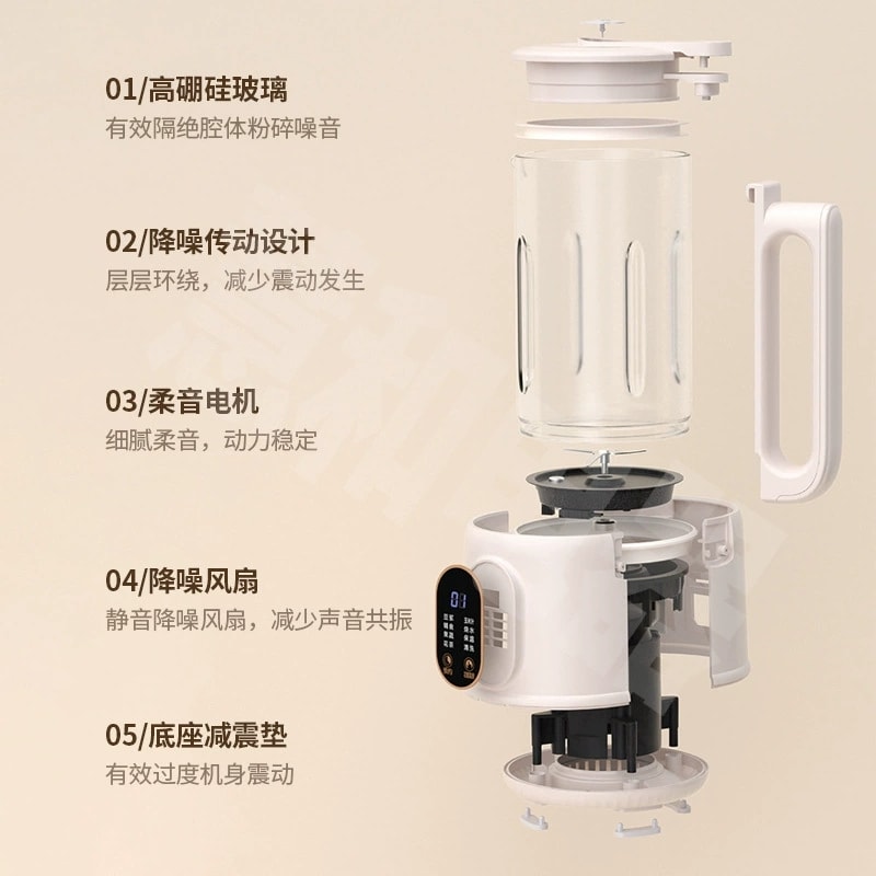 【中國直郵】 親太太 美規榨汁機小型家用全自動免煮加熱多功能迷你破壁料理機 白色 1200ml 一個裝