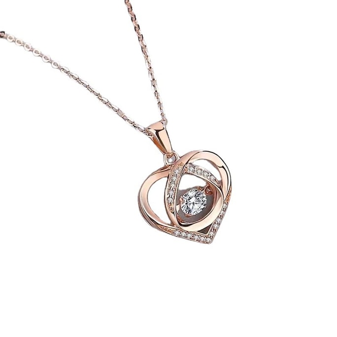 999 sterling silver 18K gold beating heart clavicle chain gift box