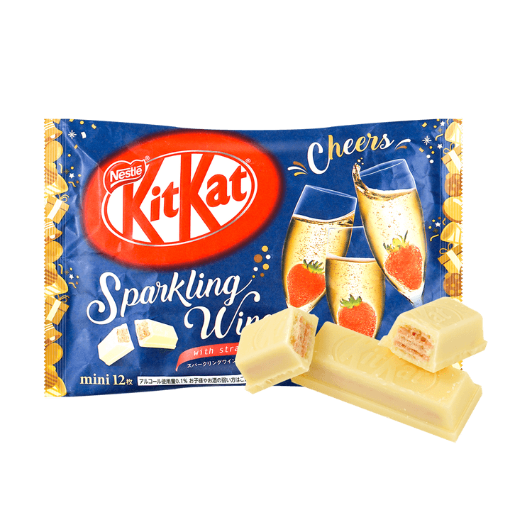 Japanese Kit Kat Chocolate Wafer Sparkling Wine with Strawberry Flavor 12pcs