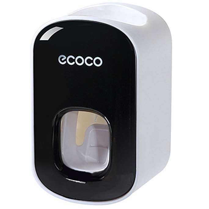【中国直送】Icoco 自動歯磨き粉絞り器 デュアル絞り位置 釘不要壁掛け レイジー歯磨き粉絞り器 ブラック 1個