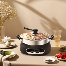 NARITA Stainless Steel Electric Shabu Shabu Hot Pot with Lid, 5 Qt, NEC-3050 | Yami