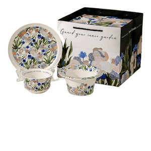 Kawashima House Tableware Set, High-End Gift Box, Bowl And Plate, Iris Flower Tableware 4-Piece Set, White * 1 Piece