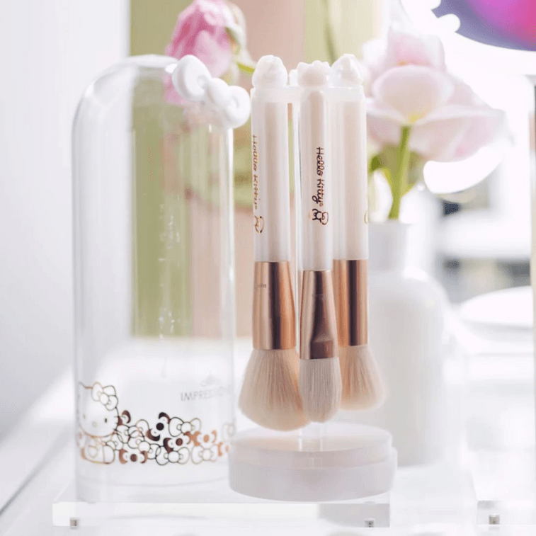 アメリカンインプレッション ドレッシングテーブル ハローキティ かわいいアイコン 6ピース ソフトブリッスル メイクブラシセット (ホワイト) 13