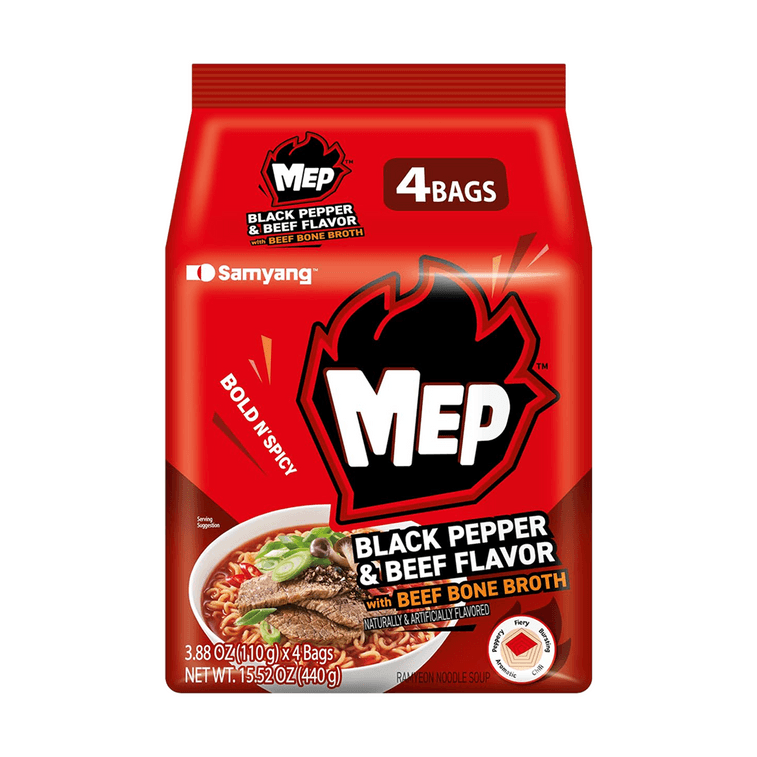 Mep Ramen ,Black Pepper and Beef Flavor Ramen, Multi, 4p , 15.52 oz 3