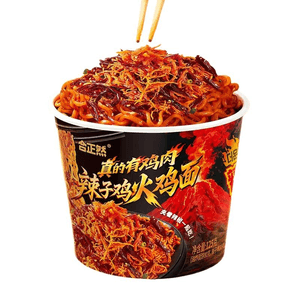 【中国直邮】 合正然 辣子鸡火鸡面方便面桶装夜宵速食拌面超辣韩式泡面 132g1 碗