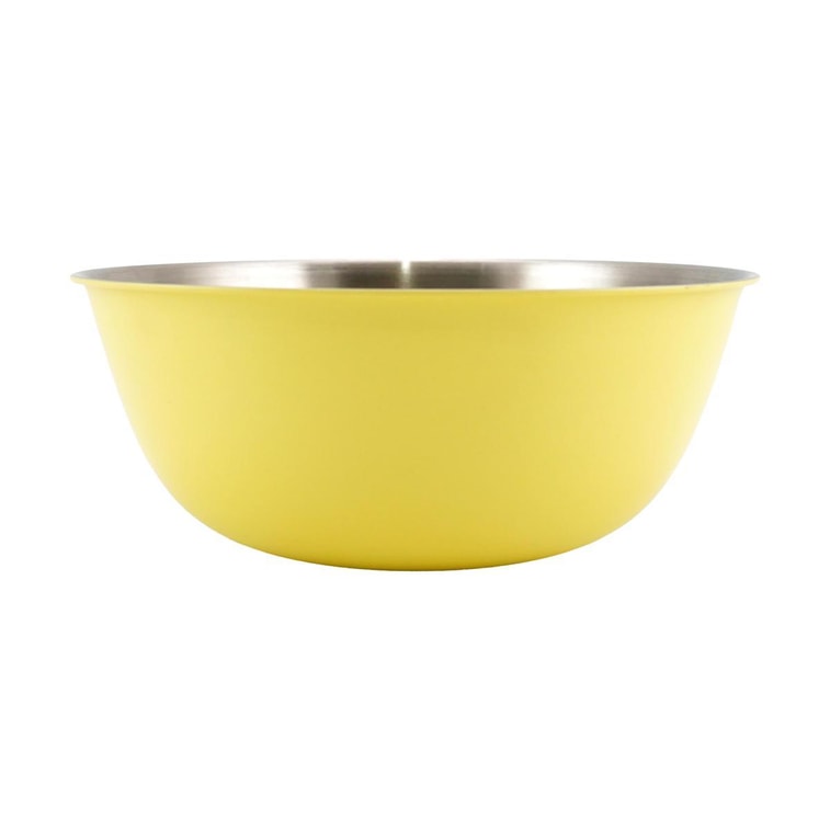 川岛屋 不锈钢沙拉碗 和面揉面打蛋碗 家用凉拌菜料理盆 水果色拉大碗 柠檬黄 22cm 3