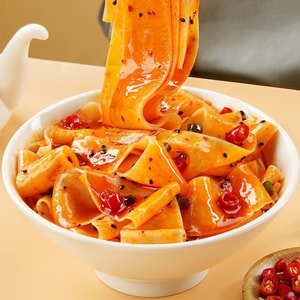 A Kuan Broad Noodle Chili Oil Flavor Sour & Hot Flavor 4bags , 16.22oz【Trending on TikTok】【Value Pack】